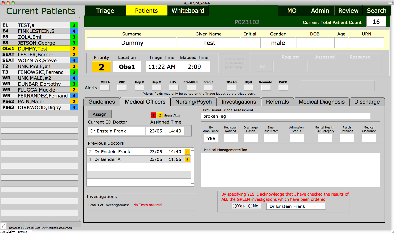 emergency department patient management system -patient layout - full size