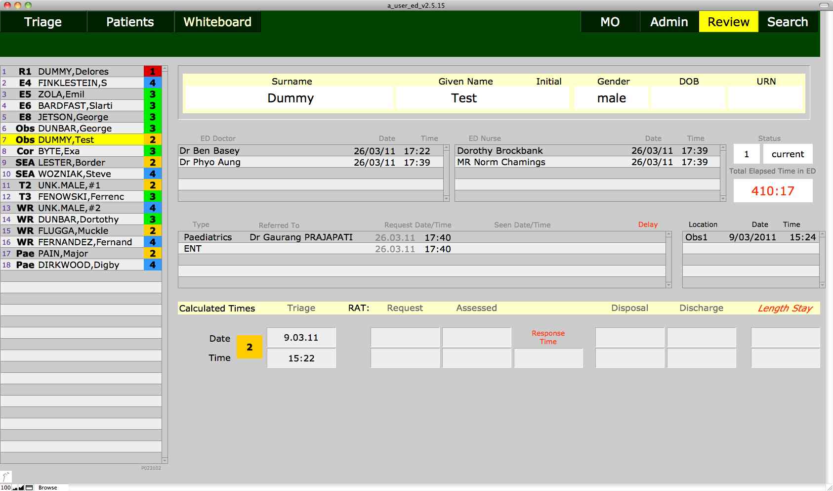 emergency department patient management system -review layout - full size