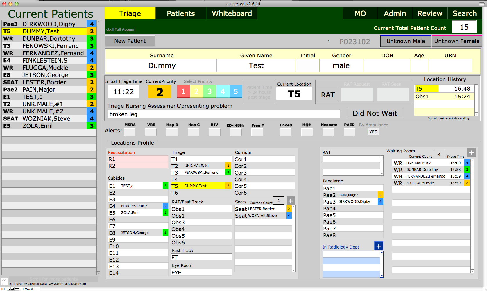 emergency department patient management system full sized triage layout